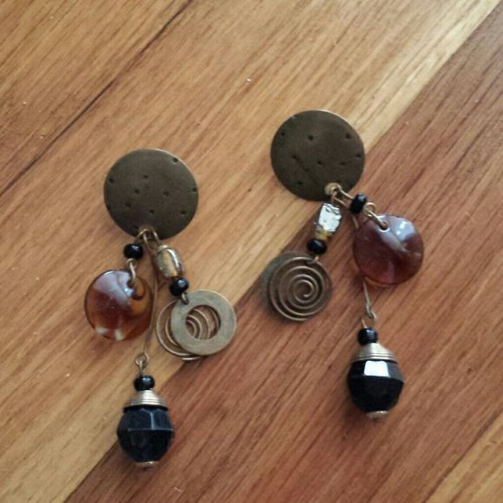 Metal and Bead Earrings